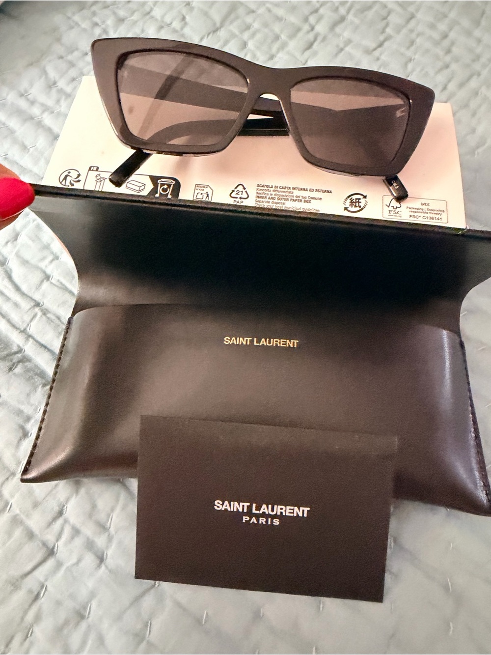 Saint Laurent Sunglasses with Leather Case